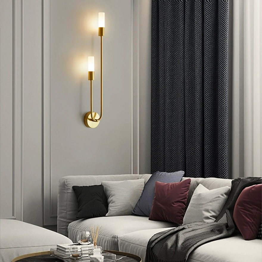 Modern Metal Linear Bedroom Wall Lamp, Gold