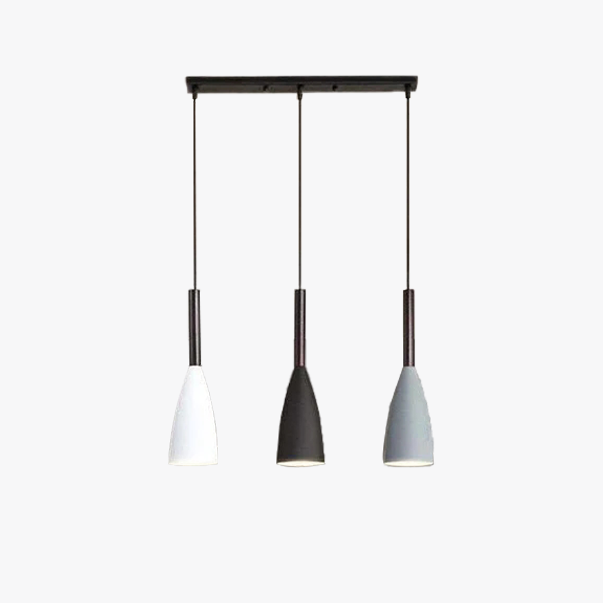 Nordic Metal And Wood Conical Kitchen Pendant Light, Black/White/Gray/Mix