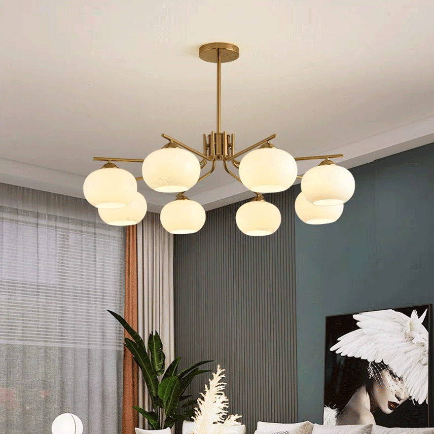 Modern Metal And Glass Bubble Bedroom Chandelier Pendant Light, Brass/Nickel