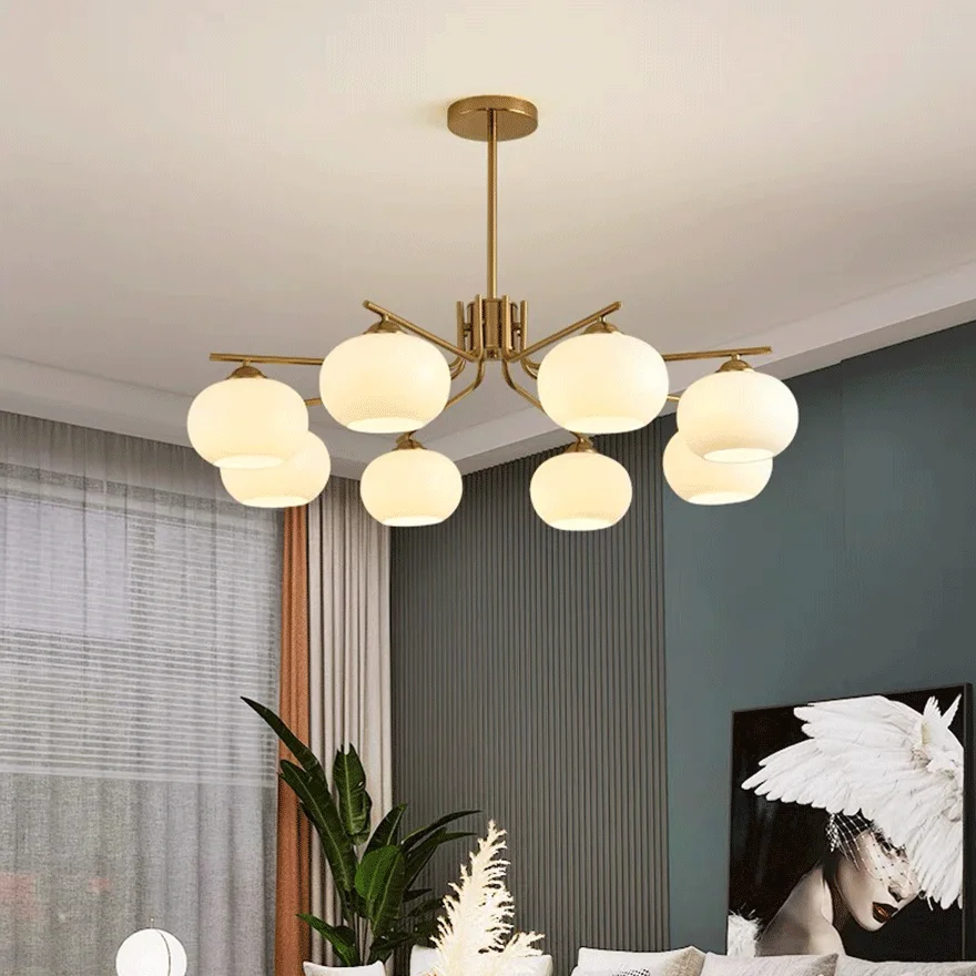 Modern Metal And Glass Bubble Bedroom Chandelier Pendant Light, Brass/Nickel