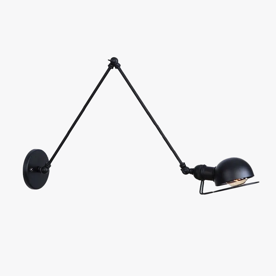 Industrial Metal Hooded Living Room Wall Lamp, Black/Gold-Black