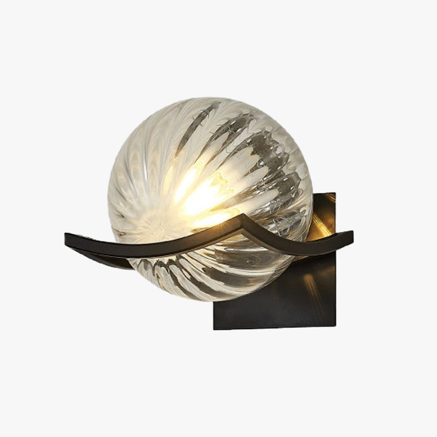 Designer Metal And Glass Globular Bathroom Wall Lamp, Black