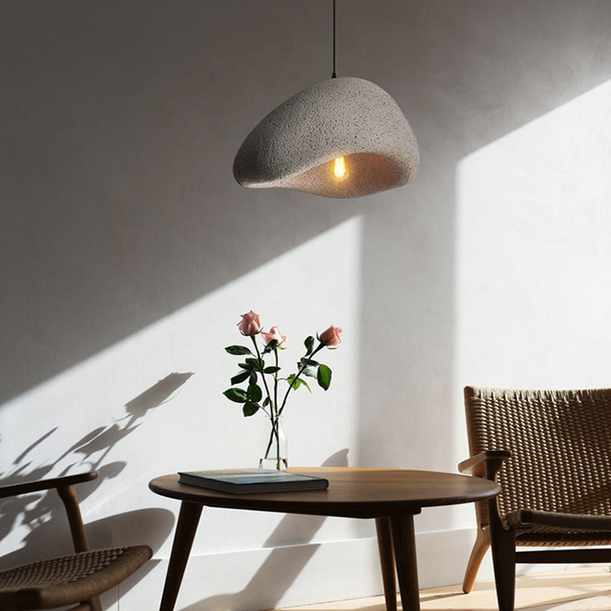 Minimalist Resin And Acrylic Bread Shape Dining Room Pendant Light, Black/Blue/Burlywood/White