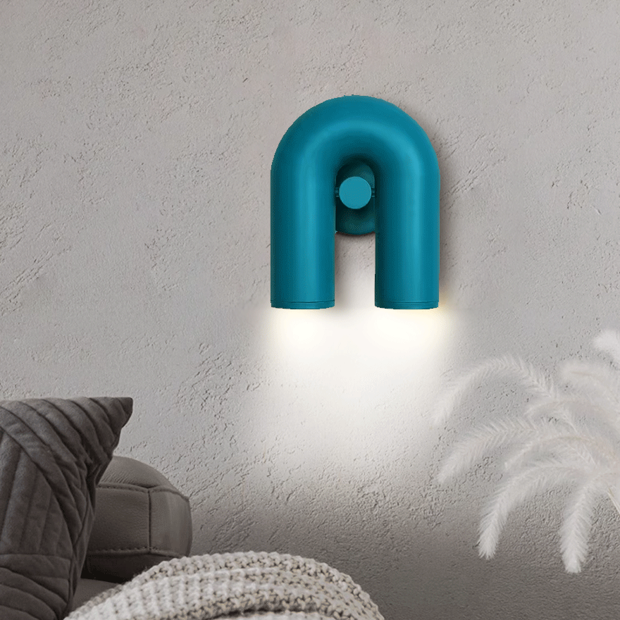 Modern Metal U-Shaped Dining Room Wall Lamp, Black/Blue/Gray/Red