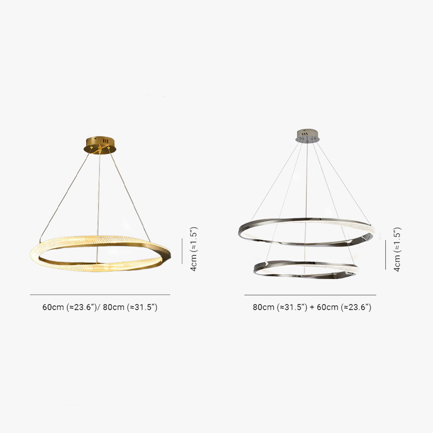 Modern Metal And Acylic Ring Bedroom Pendant Light, Gold/Silver