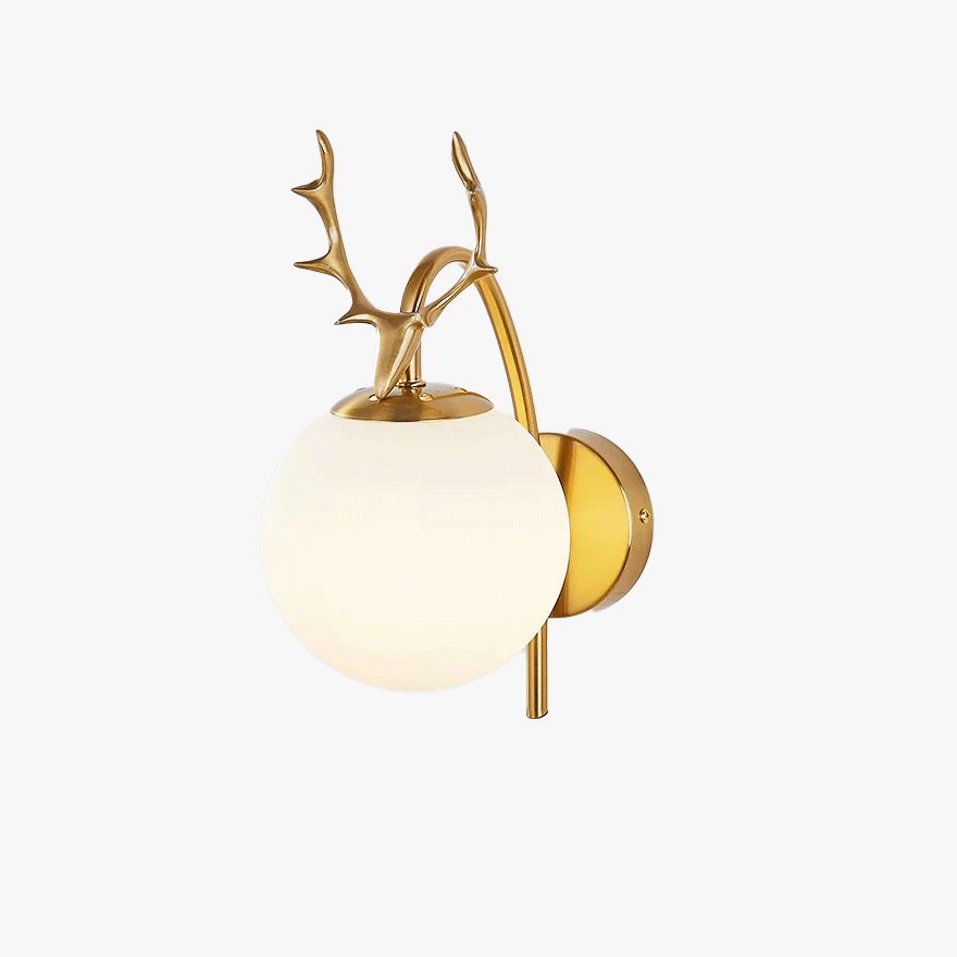 Modern Metal And Glass Deer Dining Room Wall Lamp, Black/Gold