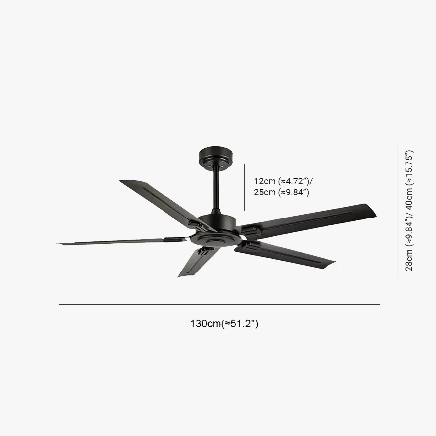 Industrial  Metal Radiographic Study Room Ceiling Fan, Black