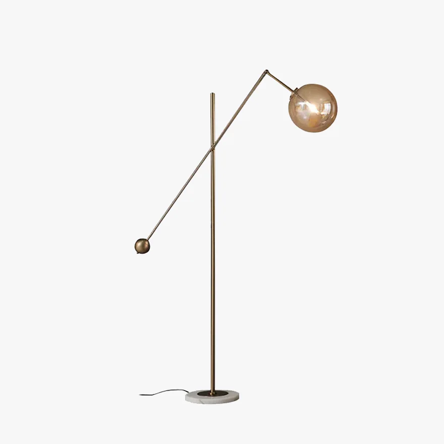 Modern Metal And Glass Linear Bedroom Floor Lamp, Antique Brass