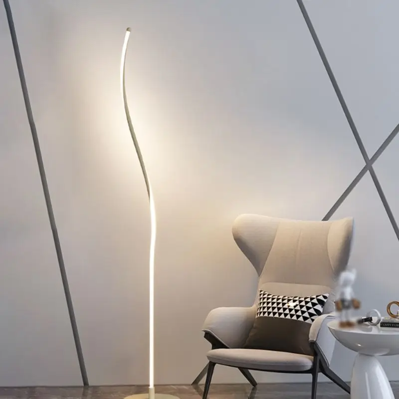 Minimalist Metal And Acrylic Linear Living Room Floor Lamp, Black/White