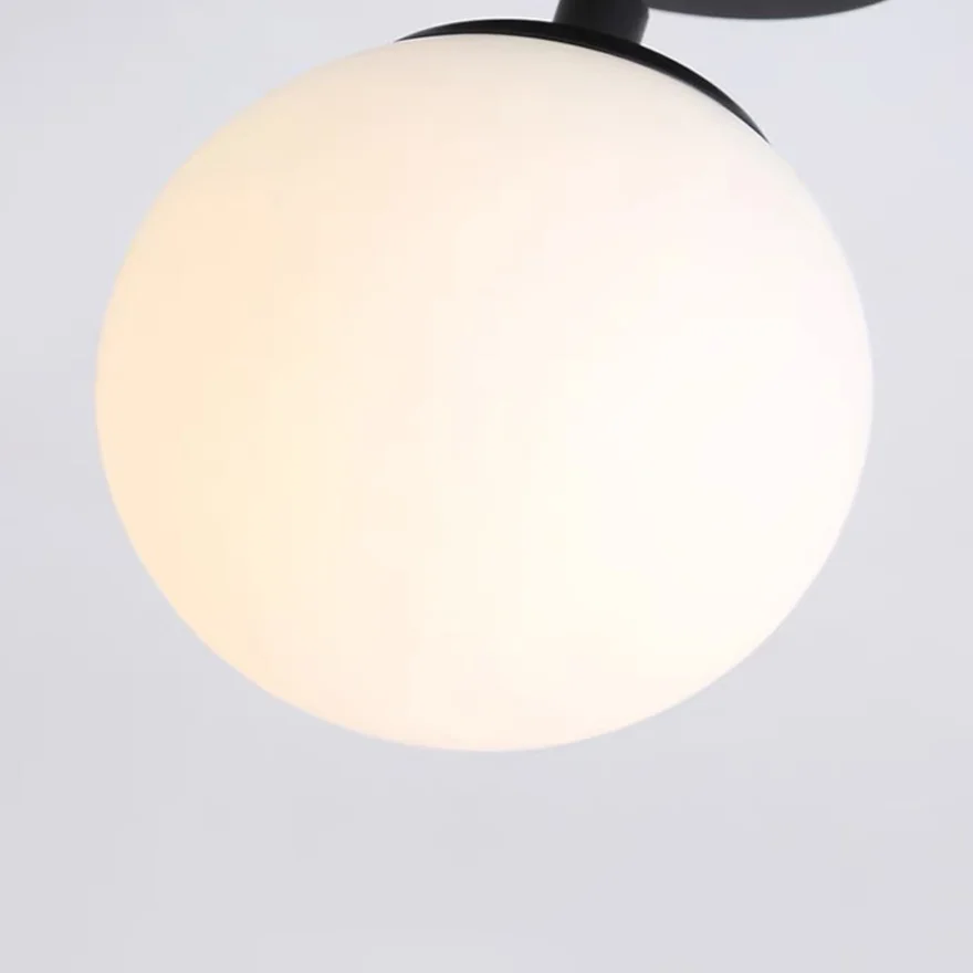 Modern Metal And Glass Globular Dining Room Ceiling Light, Black/Gold