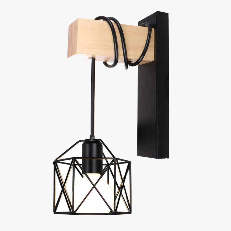 Industrial Metal Geometric Dining Room Wall Lamp, Black