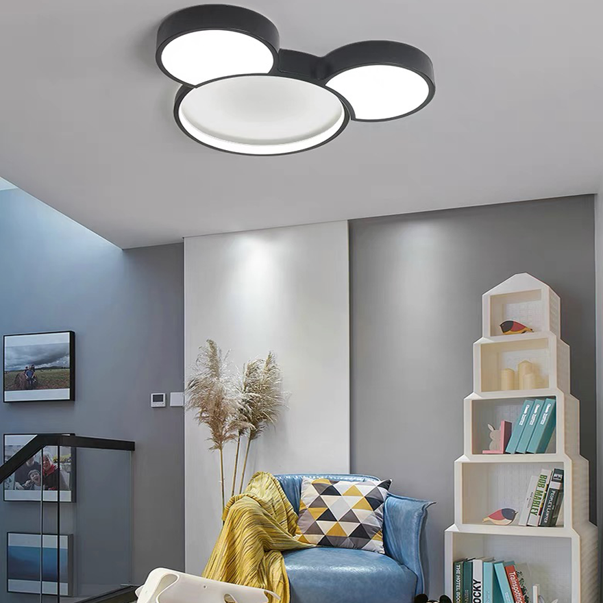 Designer Metal And Acrylic Mouse Children's room Ceiling Light, Black