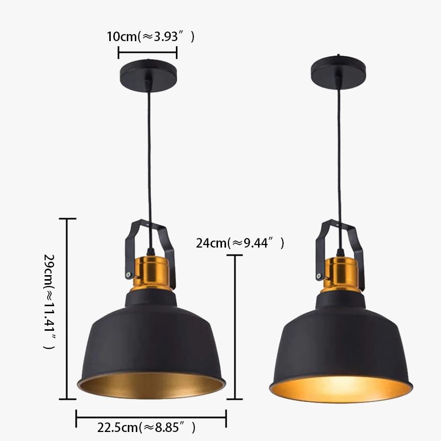 Industrial Metal Bowled Dining Room Pendant Light, Black