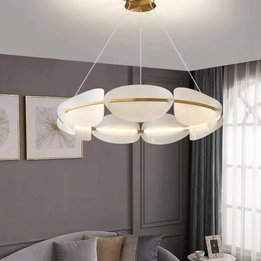 Designer Metal And Acrylic Ring Children's Room Pendant Light, White