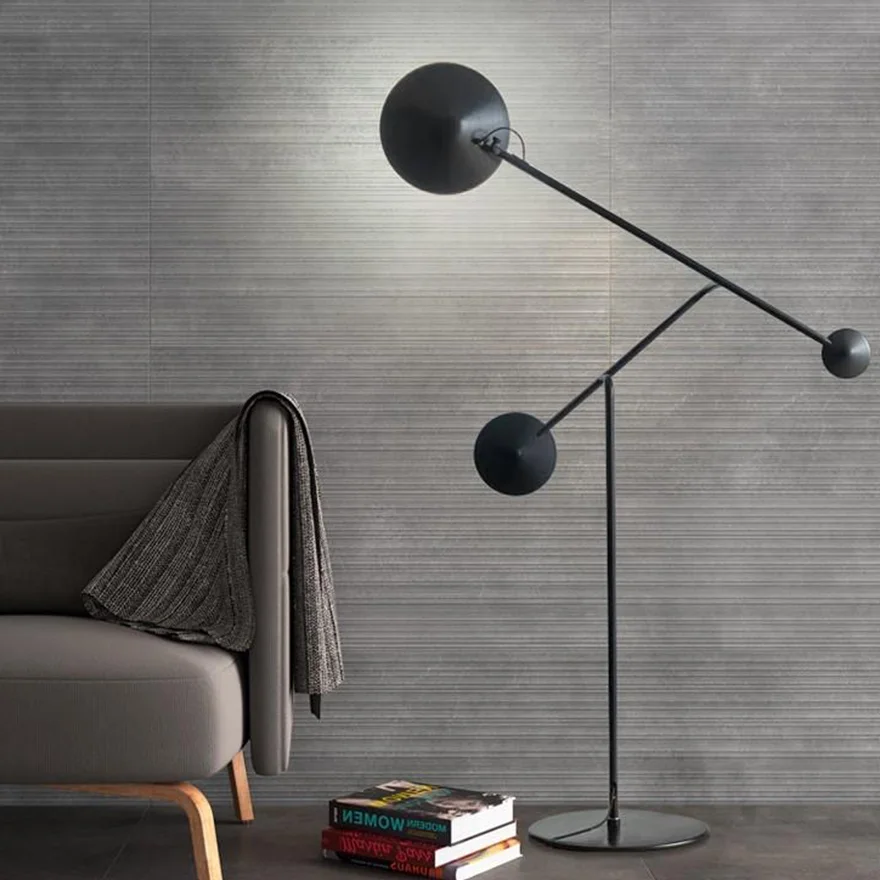 Unusual Metal Linear Study Room Floor Lamp, Black