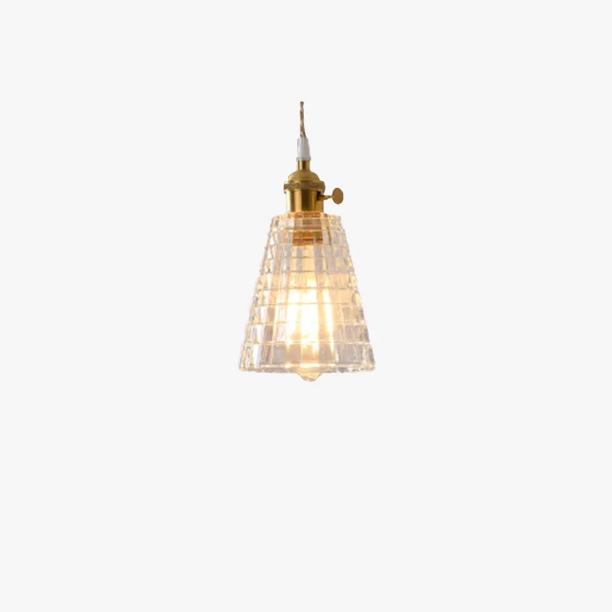 Art Deco Metal And Glass Geometric Bedroom Pendant Light, Clear