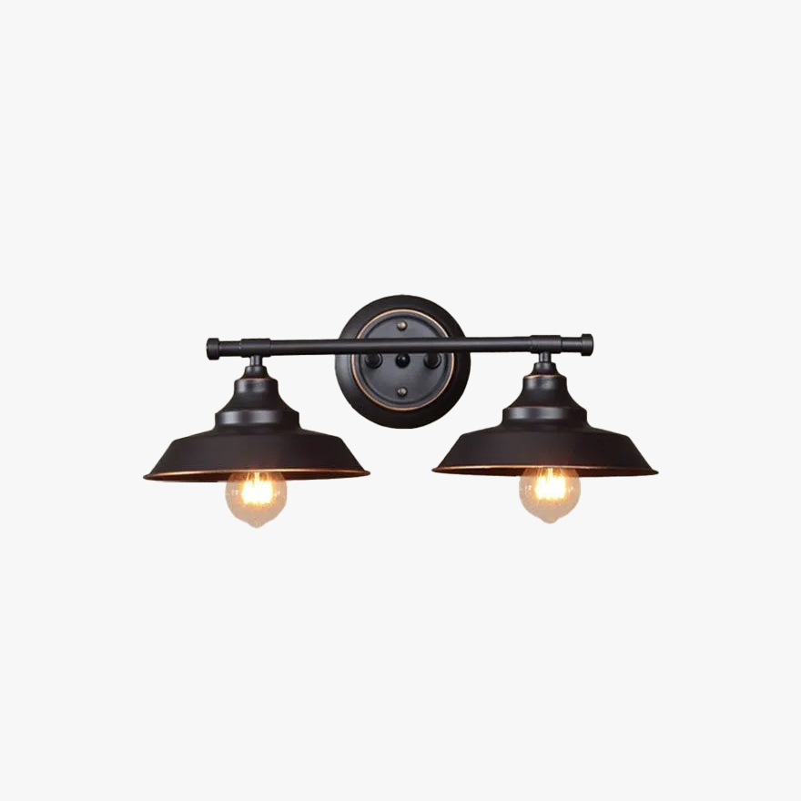 Vintage Metal Saucer-Shaped Dining Room Wall Lamp, Black