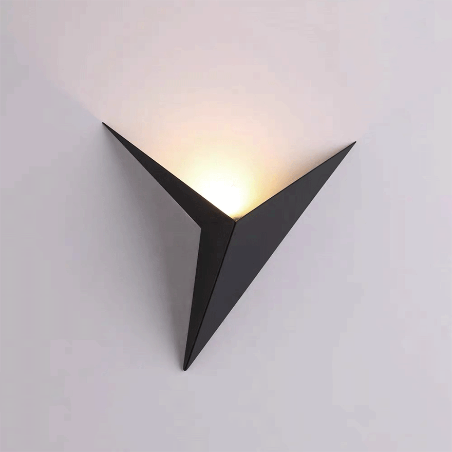 Modern Metal Triangles Indoor Wall Lamp, Black/White/Gold