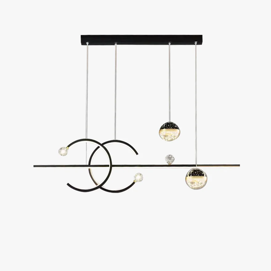 Modern Metal Linear Living Room Pendant Light, Black/Gold, Trichromatic Light