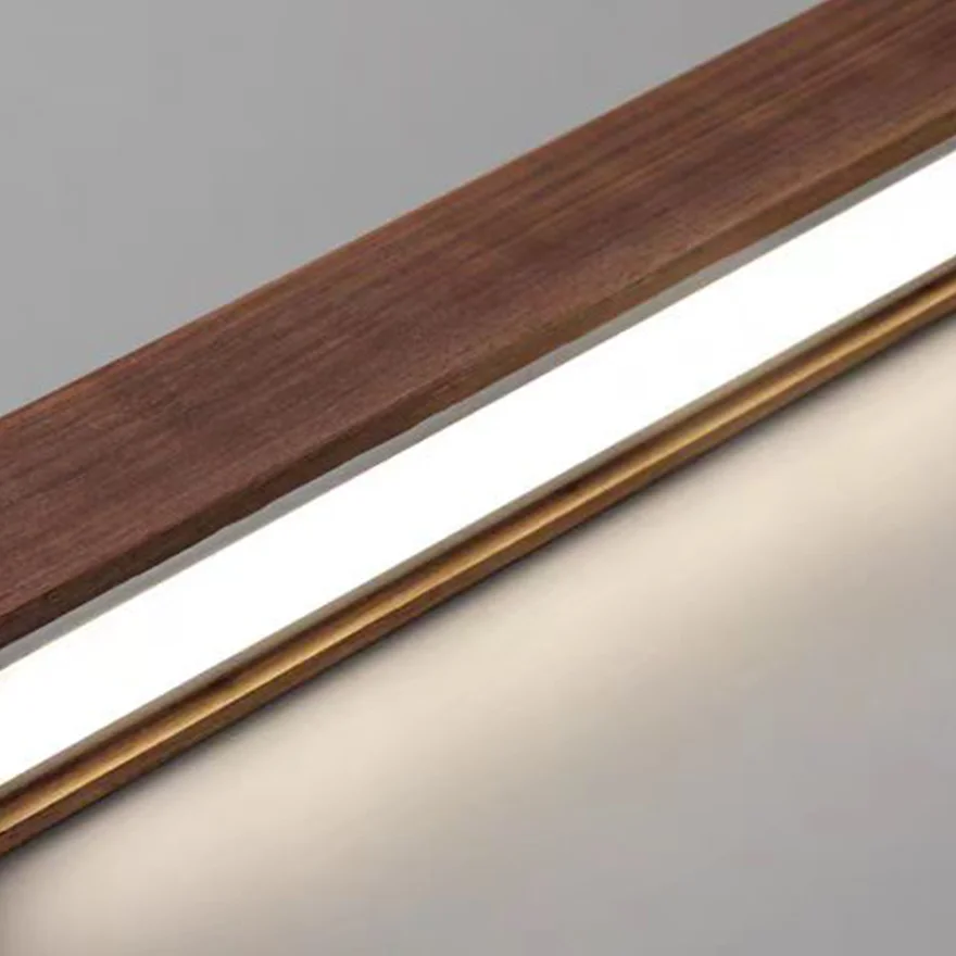 Modern Metal Linear Indoor Pendant Light, Natural Wood