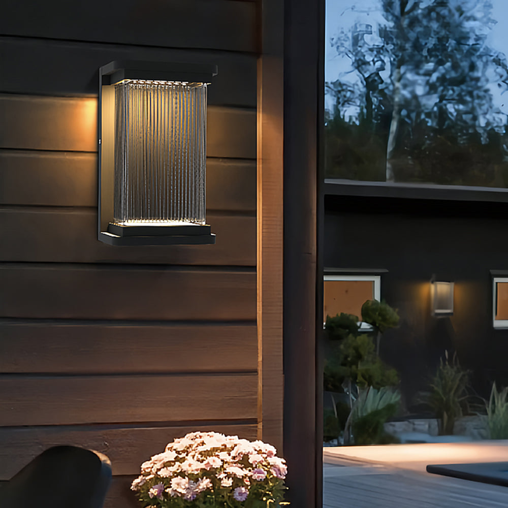 Minimalist Metal Rectangular Outdoor Wall Lamp, Black