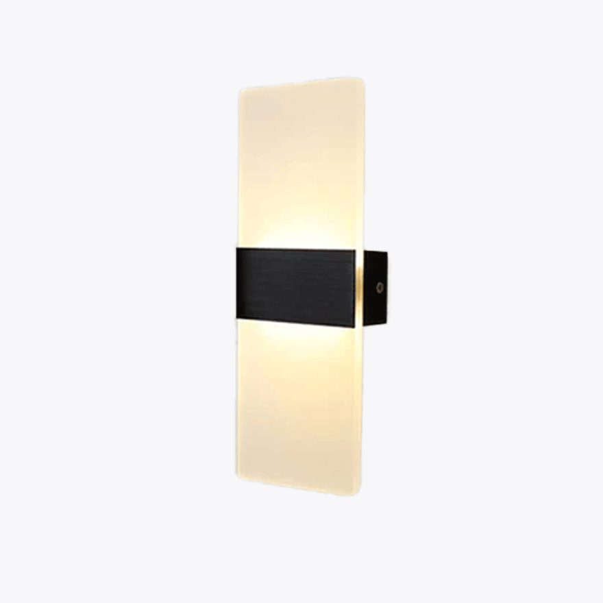 Modern Metal And Acrylic Rectangular Kitchen Island Wall Lamp, Black/Gold/White, Trichromatic Light