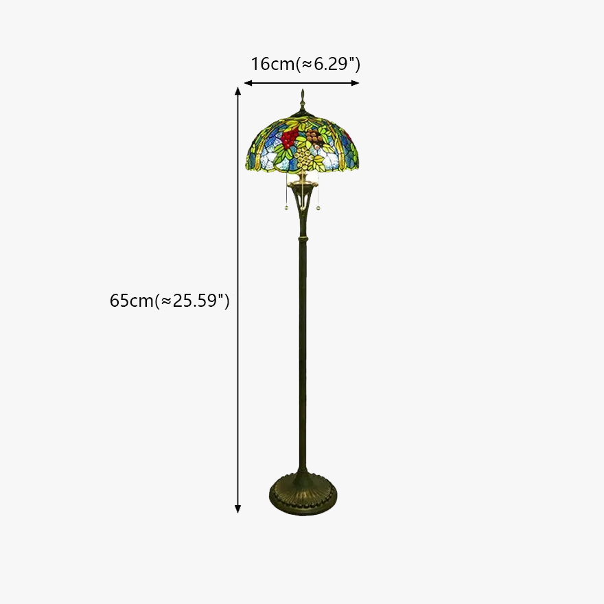 Designer  Metal And Glass Grapes Dining Room Floor Lamp, Blue-Green/Red-Yellow