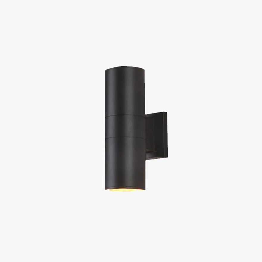 Minimalist Metal And Glass Cylindrical Outdoor Wall Lamp, Black