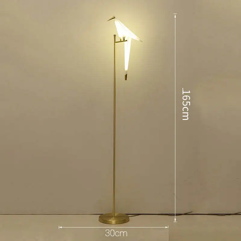 Contemporary Metal Bird Indoor Floor Lamp, Gold