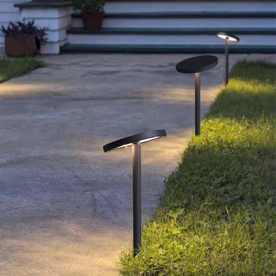 Unusual Metal And Acrylic Mushroom Outdoor Pathway Light, Black