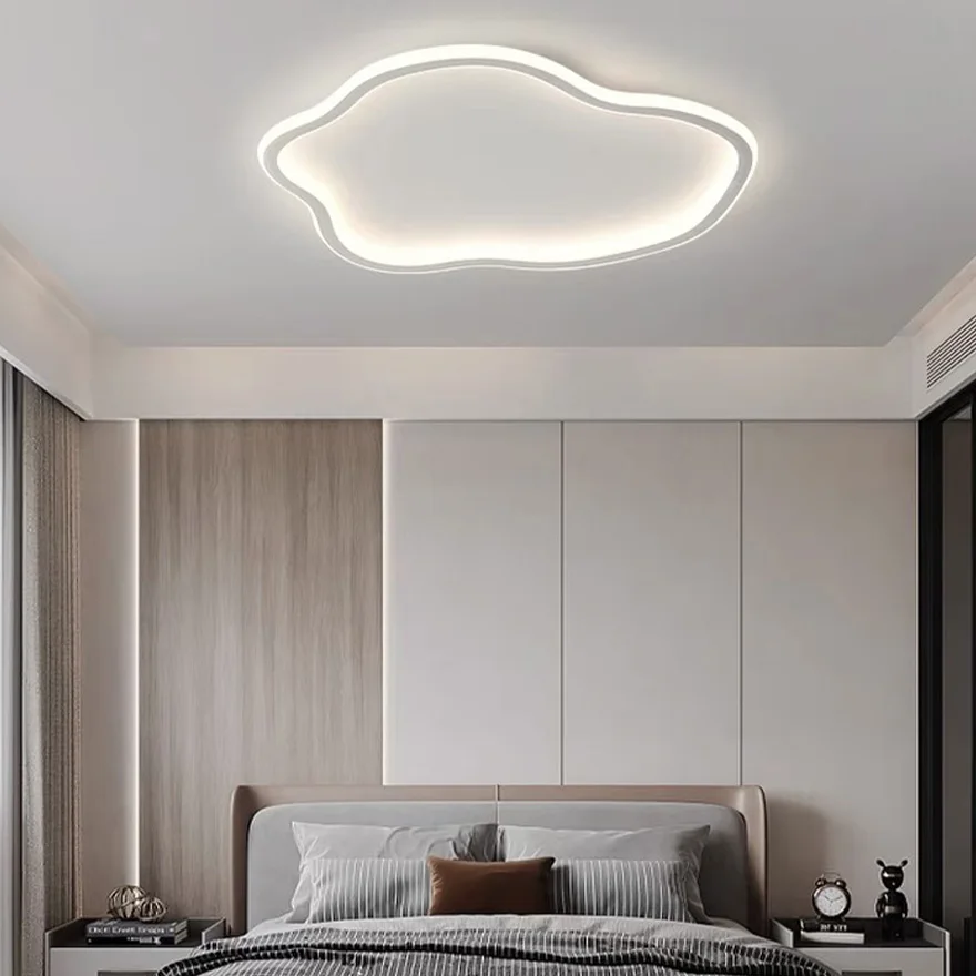 Designer Metal And Acrylic Uneven Bedroom Ceiling Light, Black/White, Trichromatic Light