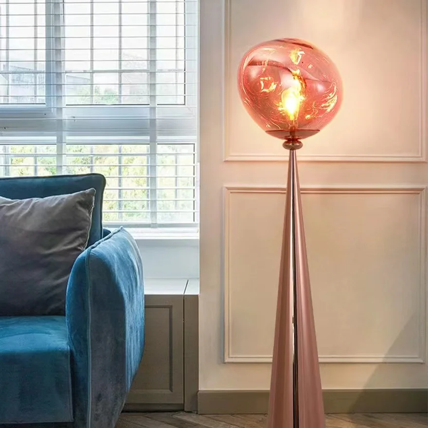 Designer Metal And Acrylic Rocky Bedroom Floor Lamp, Chrome/Gold/Rose/gold/Smoke/Grey