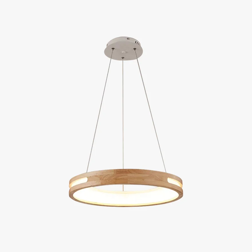 Unusual Wooden And Acrylic Ring Study Room Pendant Light, Log Color