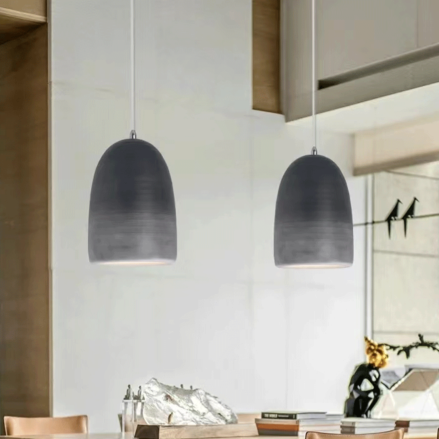 Classical Resin And Acrylic Dome Dining Room Pendant Light, Black/Blue/Grey