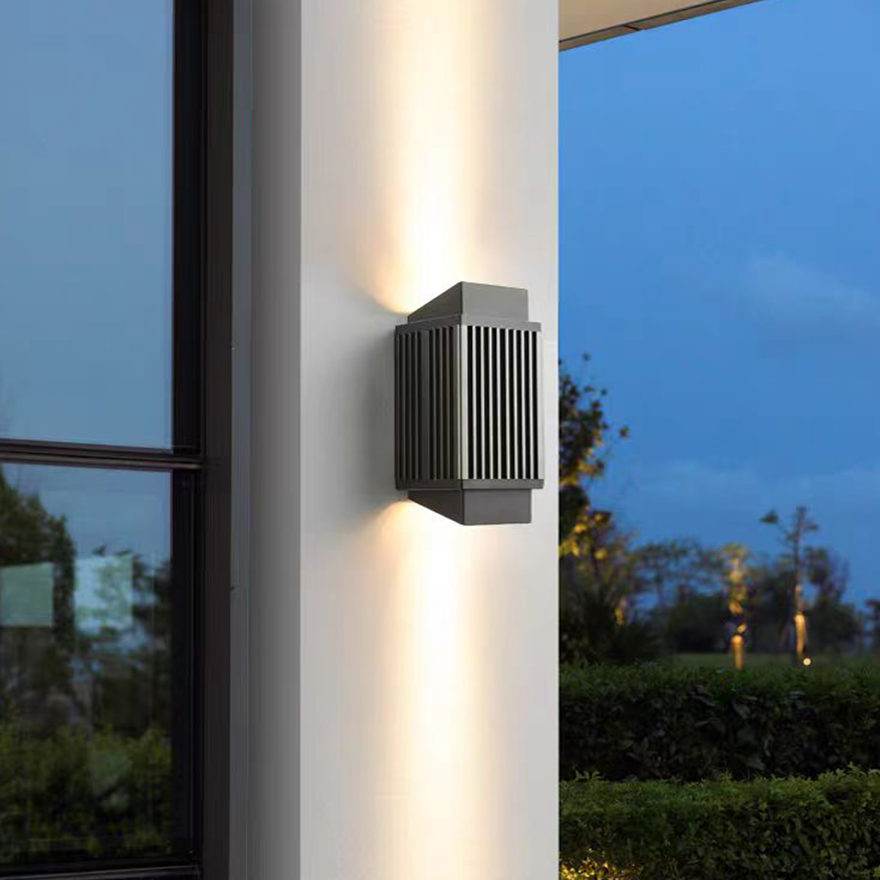 Modern Metal And Acrylic Rectangular Outdoor Wall Lamp, Black