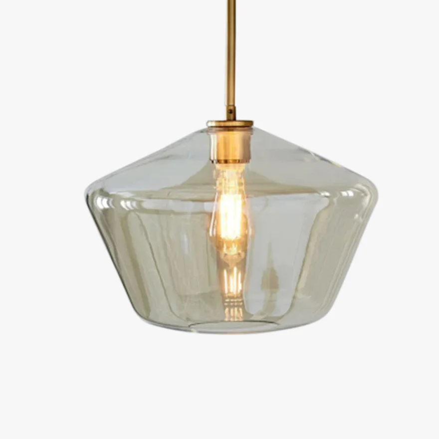 Modern Metal And Glass Geometric Study Room Pendant Light, Amber/Clear