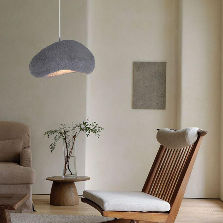 Minimalist Acrylic And Resin Bread Shape Dining Room Pendant Light, Grey/Dark Grey