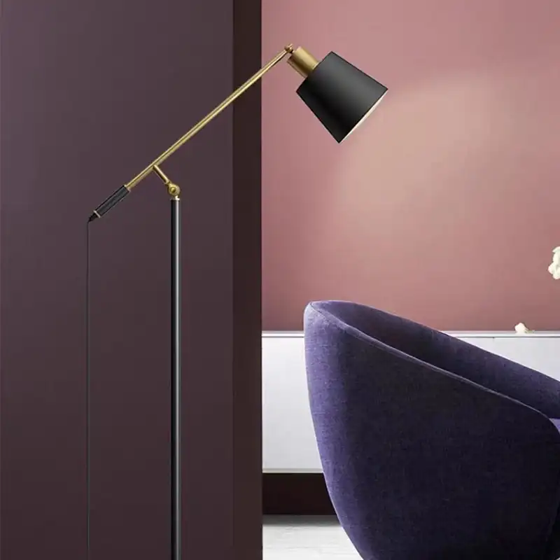 Minimalist Metal Geometric Bedroom Floor Lamp, Black