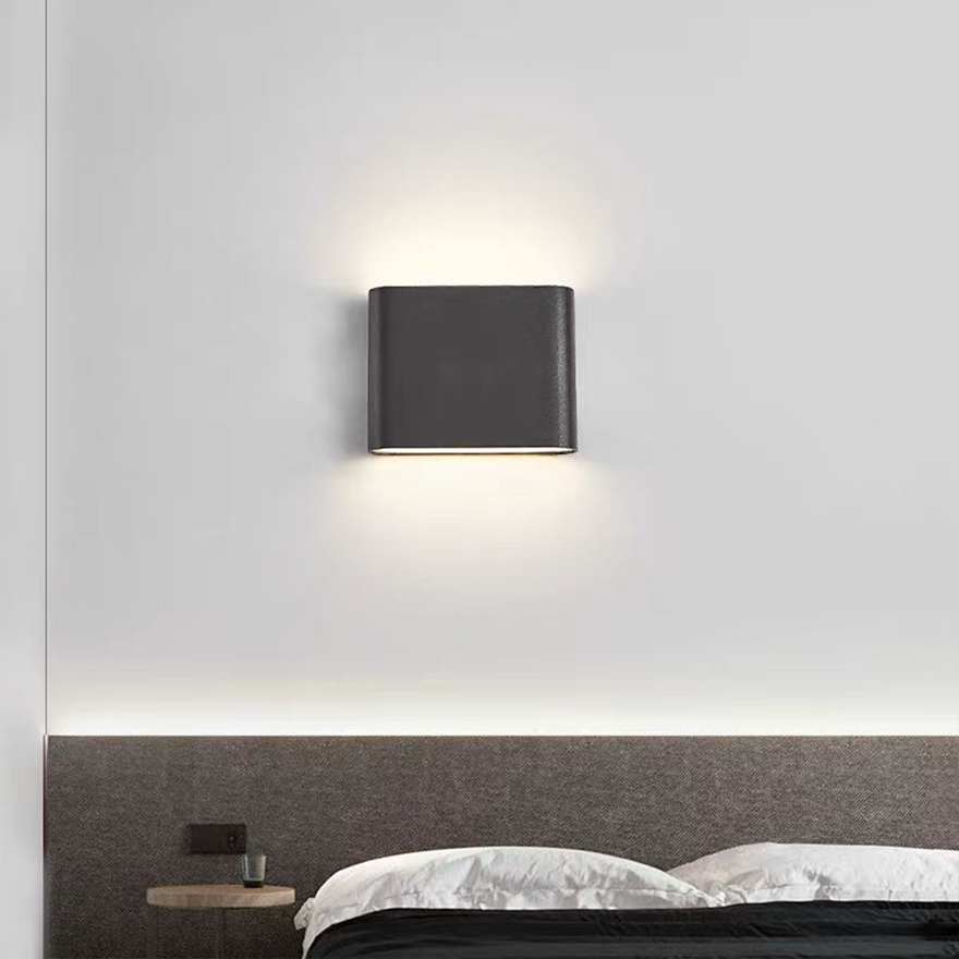 Minimalist Metal And Acrylic Rectangular Outdoor Wall Lamp, Black/White