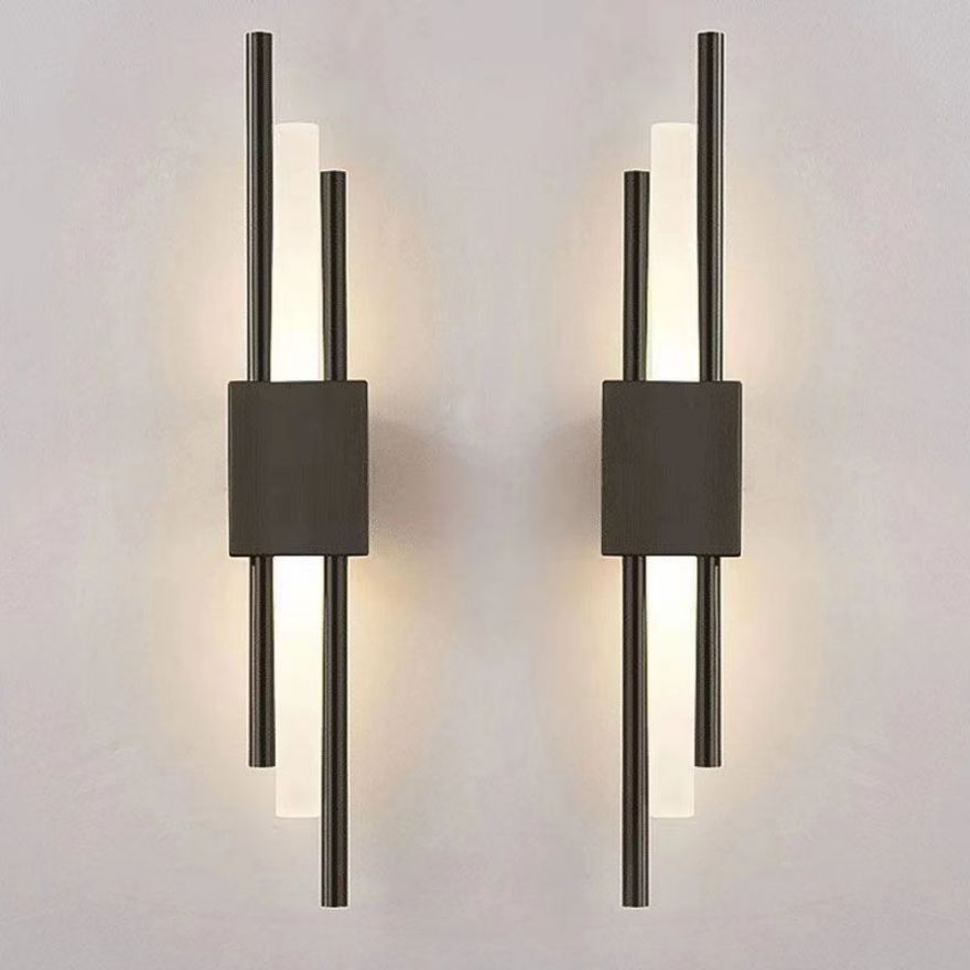 Nordic Metal Linear Bedroom Wall Light, Black/Black-gold/Gold