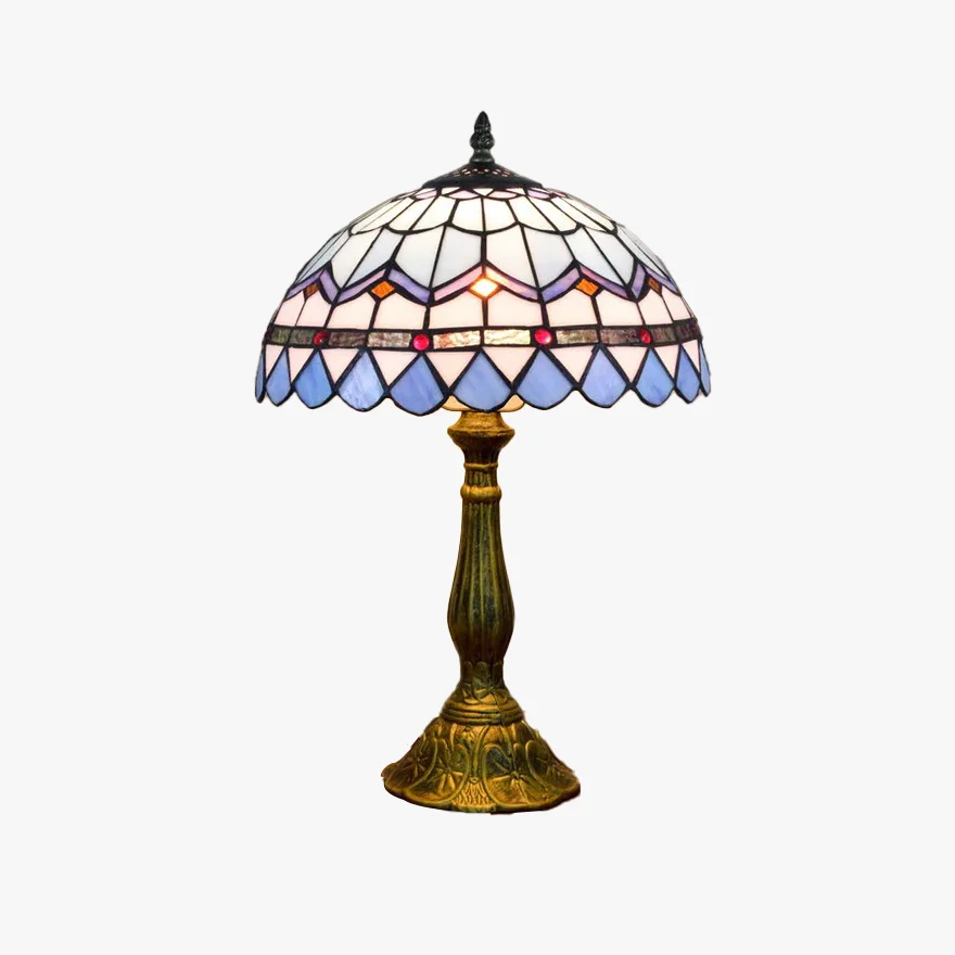 Art Deco Metal And Glass Dome Bedroom Table Lamp, Multicolor | Liiffy