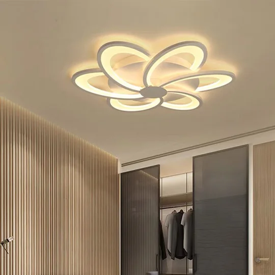 Modern Metal Floral Dining Room Ceiling Light, White