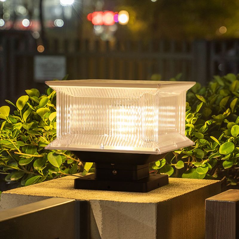 Modern Metal And Acrylic Rectangular Outdoor Pathway Light, Trichromatic Light