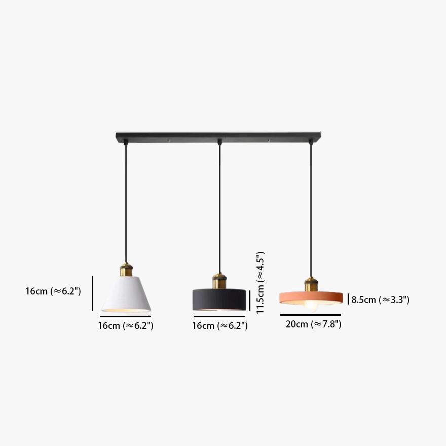 Morandi Metal And Resin Geometric Dining Room Pendant Light, Black/Grey/Orange/White