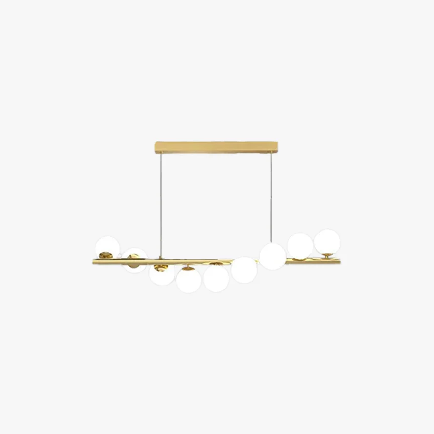 Designer Metal And Glass Linear Living Room Pendant Light, Gold