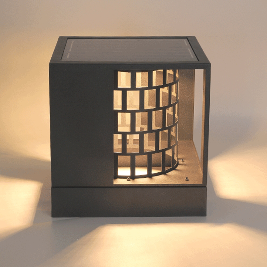 Designer Metala And Acrylic Geometric Outdoor Light, Black