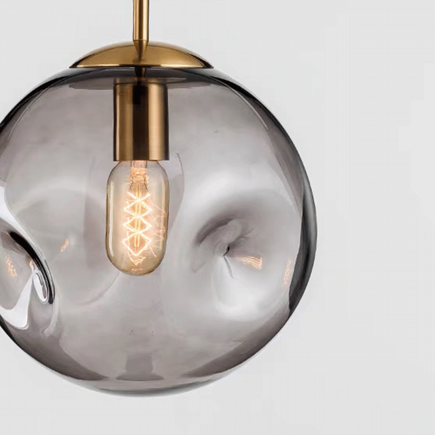 Modern Metal And Glass Bubble Study Room Pendant Light, Amber/Smoke Grey