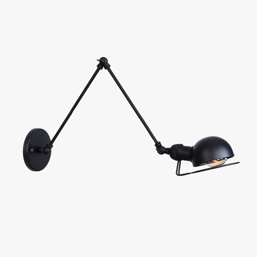 Industrial Metal Hooded Living Room Wall Lamp, Black/Gold-Black