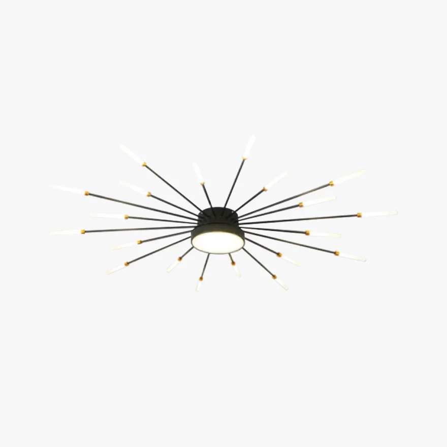 Modern Metal And Acrylic Radiographic Living Room Ceiling Light, Black/Gold