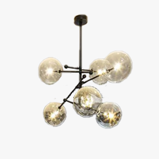 Modern Metal And Glass Bubble Dining Room Pendant Light, Black/Gold